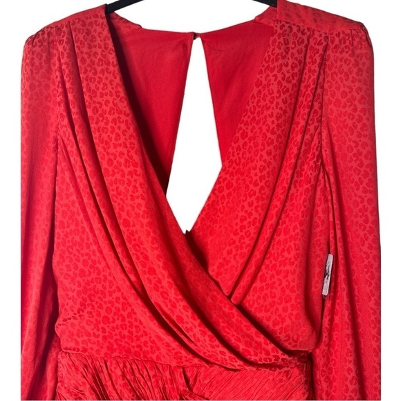 Free People Let’s Dance Red Jacquard Mini Dress Sz 8 NWT - Picture 3 of 15